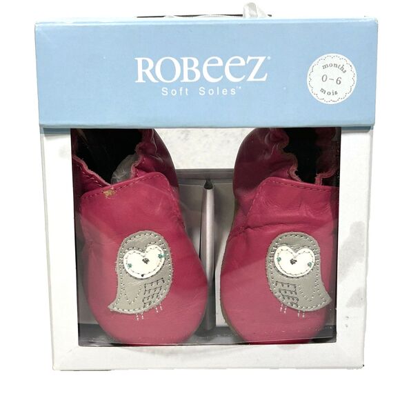 Robeez Soft Soles Bird Buddies Shoes Slippers Baby Size 0-6 mo Pink Owl Bird - Picture 1 of 7